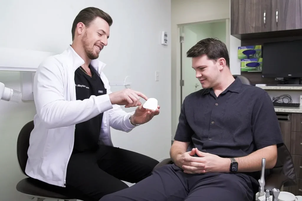 Dr. Morton interacting with a patient | Dentist in Lawrenceburg, TN