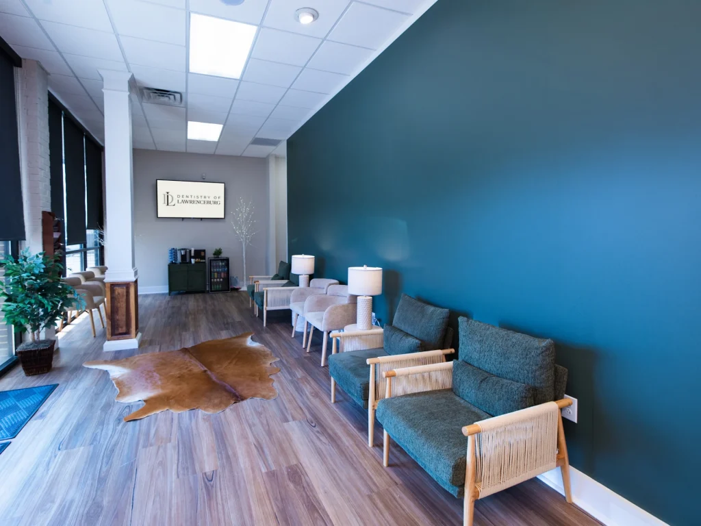 Modern and comfortable lobby at Dentistry of Lawrenceburg in Lawrenceburg, TN